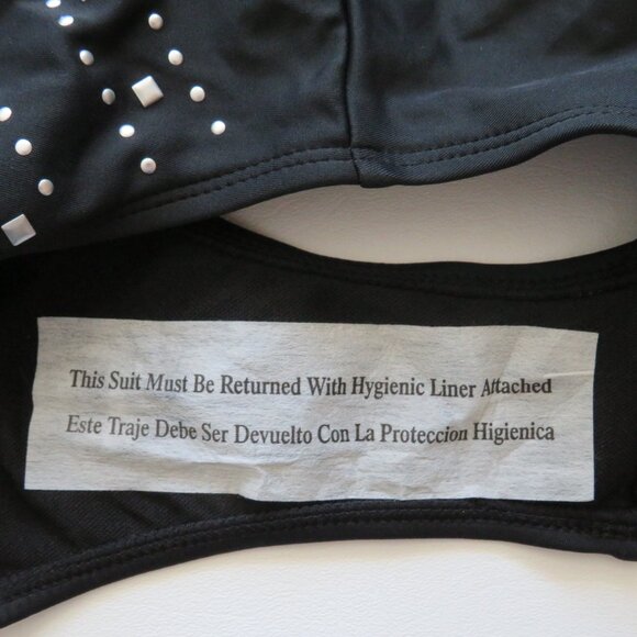 Xhilaration Black Silver Studs Women’s One Piece Sleeveless Swimsuit L - Picture 7 of 12